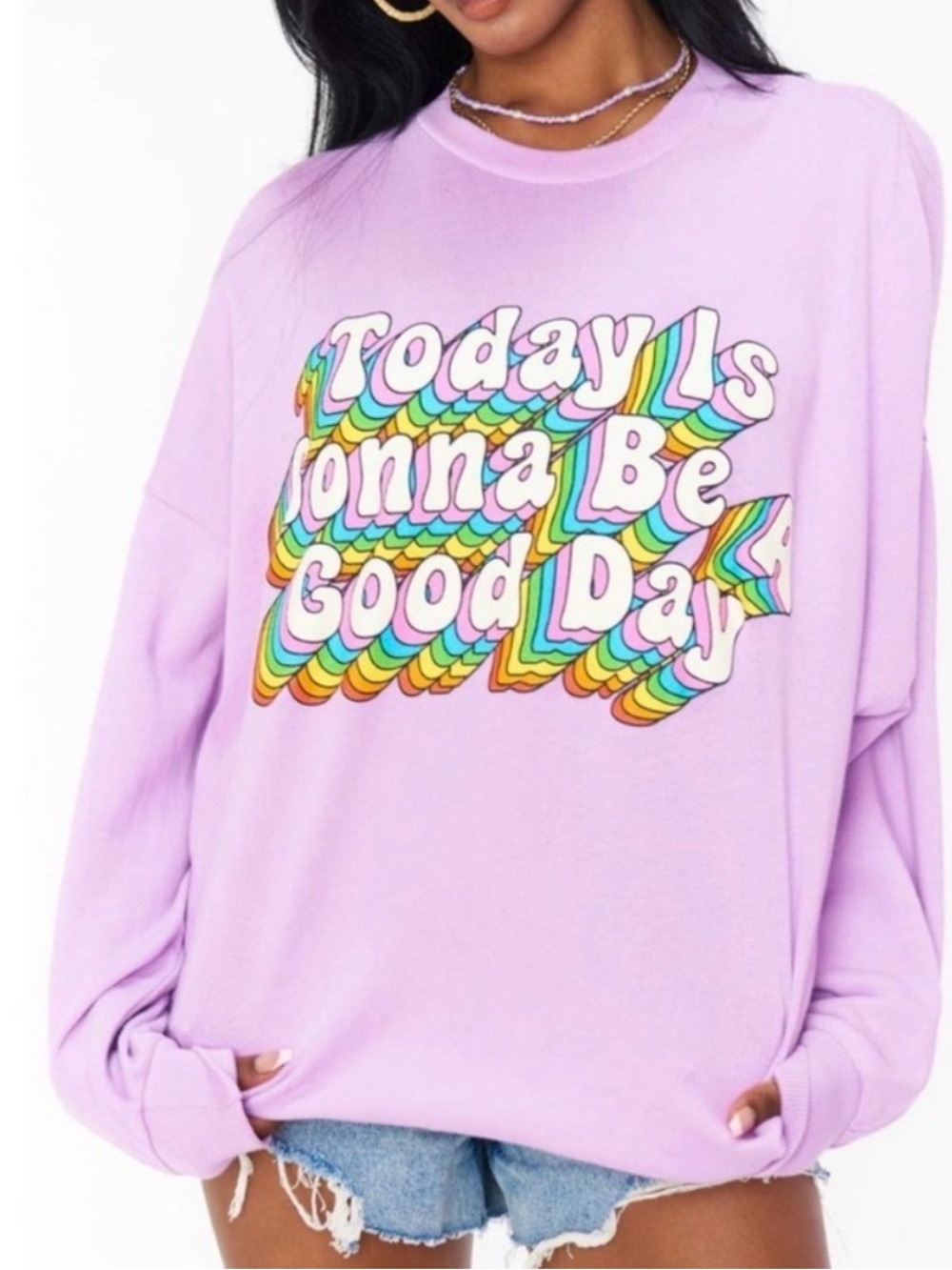 Show Me Your MuMu Purple Have A Good Day Sweatshirt Pullover Small